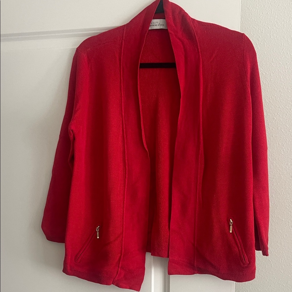 Chic Red Women's Open Front Cardigan